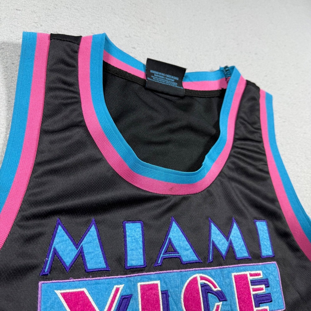 Reason Brand Miami Vice Basketball Jersey Mens XL Black Flamingo Retro Vaporwave